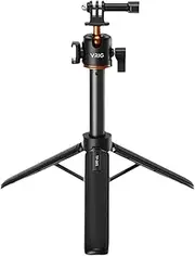 VRIG TP08S Upgraded Sports Camera Selfie Stick Tripod Stand Aluminum Alloy 55cm Max Height with Cold Shoe Mount 360 Rotatable Ballhead Replacement for 13 12 11 10 for Vlogging