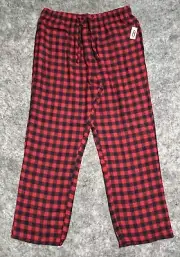 Old Navy Pajama Pants Men's L Fleece Red and Black Buffalo Check Plaid Comfy NWT