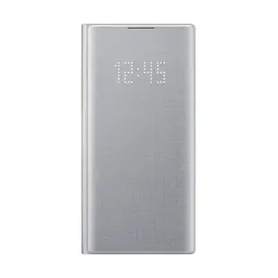 SAMSUNG GALAXY Note10 LED 原廠皮革翻頁式皮套 銀 (公司貨-盒裝)