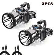 Super Bright LED Headlamp USB Rechargeable Zoomable Head Torch Lamp Flashlights