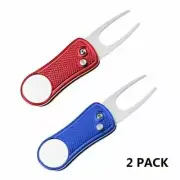 Divot Tool - Two Metal Switchblade Red and Blue - Free PGA 2021 Ball Marker