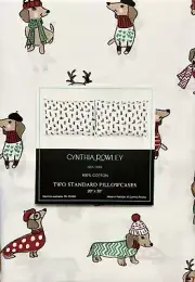 CYNTHIA ROWLEY Christmas Dachshund Dogs Standard Cotton Pillowcases Set Of 2