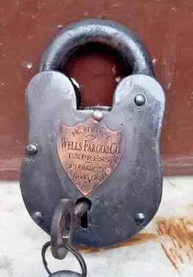 Blacksmith Wells Fargo Padlock with Key Lock Huge Gunsmith Collecto Antique lock