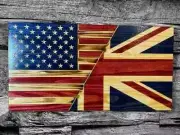 United Kingdom Half USA Wooden American Flag Union Jack UK British England