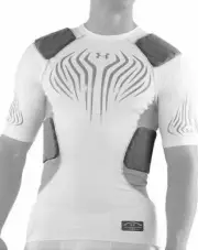 Men's 2XL Under Armour MPZ 5 Pad Compression Football Top 1217710 100 White NWT