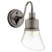 Quorum Torrey Outdoor Small Wall Mount, Weathered Zinc/Clear-Seeded - 732-37