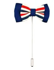 [Cudworth] White Blue Bow Tie Lapel Pin in Red