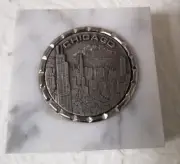 CHICAGO PAPER WEIGHT MARBLE BASE MADE IN ITALY NEW IN BOX