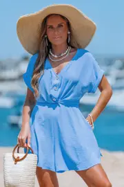 Cupshe Drifting Cloud Blue Romper - Sky,M