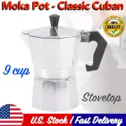 Espresso Stove Top Coffee Maker 9 Cups Aluminium Percolator Moka Pot