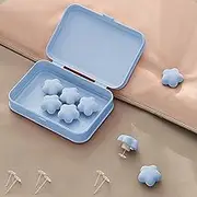 16PCS/Box Duvet Clips Duvet Cover Pins Mushroom Quilt Holder Clip, Non-Slip Comforter Clips Reusable Fixing Buckle Bedding Accessories (Star-Blue-16PCS)
