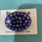 VINTAGE GORGEOUS DE ROMA BLUE ITALY MURANO MILLEFIORI ART GLASS PIN/BROOCH NWT