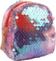 Tamagotchi Storage keychain Travel Zip Pouch Bag - Iridescent Sendory Sequin Red