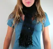 Livity Ecuadorian Eco Wool Striped Scarf Blue and Black Fringed OSFA