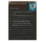 Diablo 4 Season 8 Mjolnic Ryng 1GA 97% Unique Ring Druid Item Gear Equipment