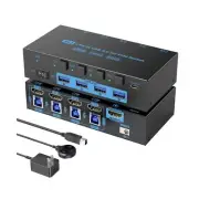 USB 3.0 KVM Switch HDMI 4 Port, 8K@60Hz 4K@144Hz, ANXQQ EDID Simulation KVM S...