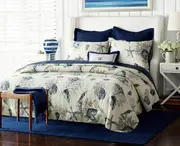 Luxury Quilted 100% Cotton Coverlet Bedspread Set Comforter King Super King Size Bed 250x270cm Shell