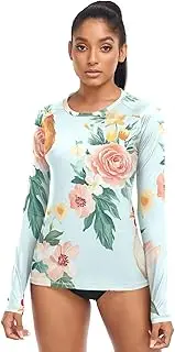 [RPLIFE] Cute Squirrel Long Sleeve Swim Shirt Rash Guard Surf, Women's Long Sleeve Cooling Shirt, Chickens, Small
