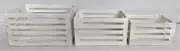 Set 3 Wood Crates White Wash 40x22cm