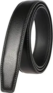 [Ｗoowayo] 3.1cm Men Leather Belt Without Buckle for Automatic Buckle Cow Genuine Leather Belt No Buckle Man Blet Body (Belt Length : 120CM, Color : Black)