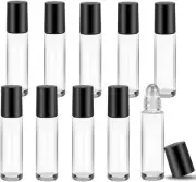 Essential Oil Roller Bottle 10ml 10 Pieces, Empty Clear Glass Roller Bottles