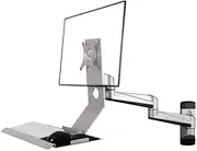 Monitor Arm Two Section Arm with Plain Tray Non-Foldable Monitor Stand Silver Single Screen Monitor Mount