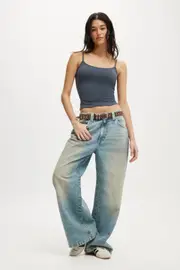 [Cotton On Women] Cotton On Women - Low Super Baggy Jean - Dusty blue 10 DUSTY BLUE