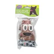 2 x Dog Poo Bag Dispensers Poop Emoji Design Pick Up Pet Waste Bags Roll Holder
