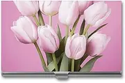 [VFMKT] Slim Metal Business Card Holder Portable Business Card Case Pocket Name Card Holder Beautiful Flower Wallet for Men Women Office Travel, style, One Size