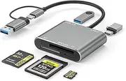 USB3.0 XQD Reader, XICEN SD TF Card Reader, 10Gpbs Super Speed Compatible with Sony GM Series, Lexar 2933x 1400x, USB C Mark XQD Card Adapter, Support for Type-C Windows, Mac OS, Android