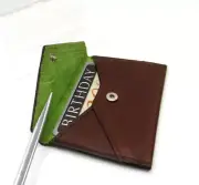 Graphic Image Mini Envelope 3"x4" Leather Card Holder Brown