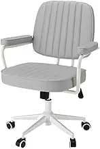 Classic Mid Back Leather Desk Chair PU Leather Office Task Chair with Armrests, Adjustable Chair with Wheels, Lift Swivel Chair Desk Task Chair(Gray)