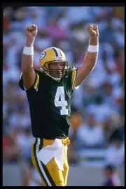 Quarterback Brett Favre Green Bay Packers celebrates during the- 1996 Old Photo