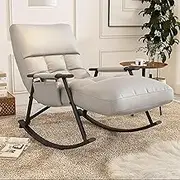 CADYNN Living Room Bedroom Metal Rocking Chairs with High Back,Glider Chair with High Backrest Armchair Chair.Modern Rocker Chairs(Grey)