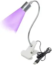Bovmics USB UV LED Nail Lamp,3W 5V Gel Nail Polish UV Light,UV Glue Curing Lamp with Gooseneck & Clamp Fixtures for UV Gel Nails,Portable Nail Dryer for Gel Polish Nail Art Tools Silver