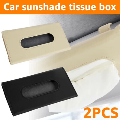 2Pcs Car Tissue Holder Car Napkin Holder with Fastening Strip Portable PU wedUD