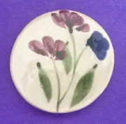 Round Studio Art Pottery Floral Paperweight 3.5” SALE!