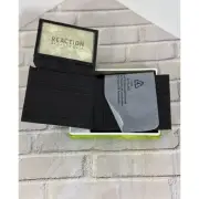 NEW MEN'S REACTION KENNETH COLE HAND CRAFTED LEATHER BLACK BI FOLD WALLET