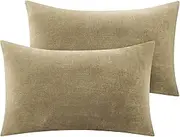 BEDELITE Flannel Pillowcases Standard Set of 2, Super Soft Fleece Pillow Case Cover with Zipper for Bedroom, Sofa, Couch,Luxury Cozy Fuzzy Velvet Pillow Shams for All Seasons(20x26 Inches, Camel)