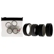 ROQ Silicone Wedding 2Layer Lines Ring Set - Black by ROQ for Men - 4 x 8 mm Ring