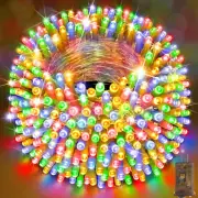 Guirnalda de luces navideñas para exteriores de 1000 LED y 403 pies con 8 modos