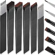 Potchen 30 Pcs Eyeliner Brush Set Gel Angled Eye Liner Fine Flat Slanted Eyebrow Brushes Thin Makeup Tool for Women Girls Salon Beauty Cosmetic Esthetician Supplies
