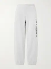 [Sporty & Rich] Sporty & Rich - Printed Cotton-blend Jersey Tapered Track Pants - Gray - small small Gray
