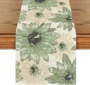 Artoid Mode Green Retro Daisy Spring 13" x 72", Table Runner,