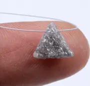 1.92Cts Natural Grey White Rough Triangle Raw Triangle Shape Drilled Diamond V35