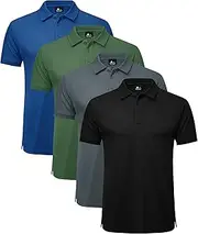 [ZITY] 4 Pack Men's Polo Shirt Short Sleeve Athletic Performance Tactical Shirts for Men Outdoor Sport Work T-Shirt