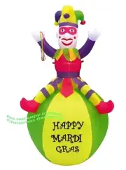 7' Mardi Gras Pink Jester On Ball Airblown Yard Inflatable Lighted FREE SHIPPING