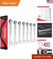7-Piece Chrome Vanadium Steel Wrench Set with Roll Up Pouch 5/16-11/16
