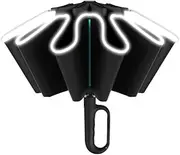 [JUYICOLEX] Ring Buckle Windproof Reverse Folding Umbrella with Reflective Strip, Automatic Open/Close, High-Density Waterproof & UV Protection, Portable Unisex Umbrella for Men & Women