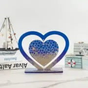 Heart Photo Frame Semi-stereoscopic Double Loves Molds with Base for Jewelry